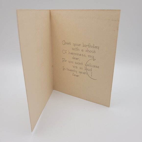 Vintage Happy Birthday Card Girl Bird Illustration Sentimental Poem Crafting - Picture 3 of 6